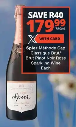 Checkers Spier Méthode Cap Classique Brut/ Brut Pinot Noir Rosé Sparkling Wine offer