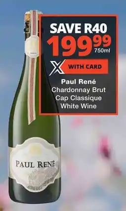 Checkers Paul René Chardonnay Brut Cap Classique White Wine offer
