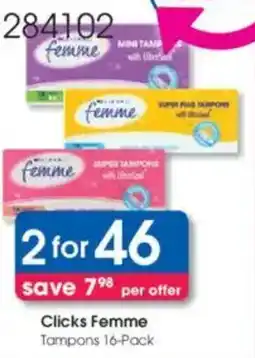 Clicks Clicks Femme Tampons offer