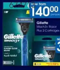 Clicks Gillette Mach3+ Razor Plus 2 Cartridges offer
