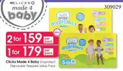 Clicks Clicks Made 4 Baby Dryprotect Disposable Nappies Value Pack offer