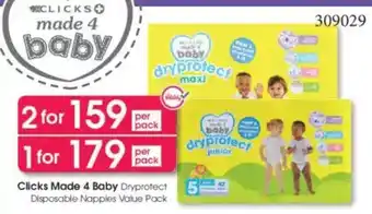 Clicks Clicks Made 4 Baby Dryprotect Disposable Nappies Value Pack offer