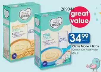 Clicks Clicks Made 4 Baby Cereal Just Add Water offer