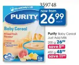 Clicks Purity Baby Cereal Just Add Milk offer