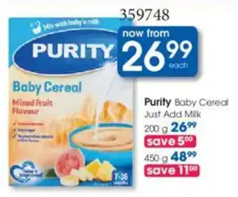Clicks Purity Baby Cereal Just Add Milk offer