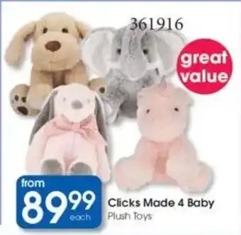 Clicks Clicks Made 4 Baby Plush Toys offer