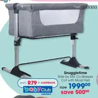 Clicks Snuggletime Side by Me Co-Sleeper Cot with Mozzi Net offer