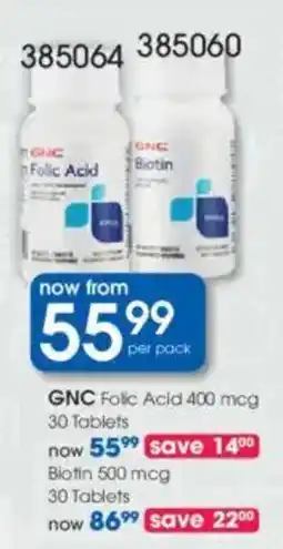 Clicks GNC Folic Acid 400 mcg offer