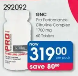 Clicks GNC Pro Performance Citrulline Complex 1700 mg offer