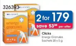 Clicks Clicks Energy Granules Sachets offer