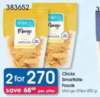 Clicks Clicks Smartbite Foods Mango Strips offer