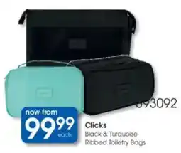 Clicks Clicks Black & Turquoise Ribbed Toiletry Bags offer