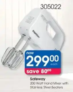 Clicks Safeway 200 Watt Hand Mixer with Stainless Steel Beaters offer