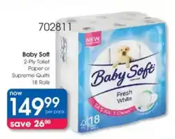 Clicks Baby Soft 2-Ply Toilet Paper or Supreme Quilts offer
