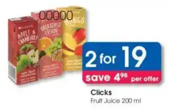 Clicks Clicks Fruit Juice offer