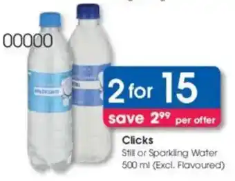 Clicks Clicks Still or Sparkling Water offer