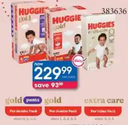 Clicks Huggies gold or extra care jumbo pack offer