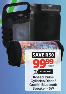 Checkers Xceed Pulse Cylinder/ Disco/ Graffiti Bluetooth Speaker offer
