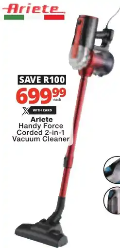 Checkers Ariete Handy Force Corded 2-in-1 Vacuum Cleaner offer