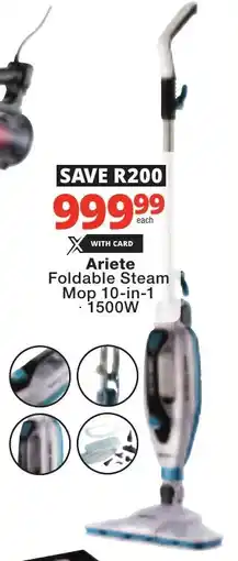 Checkers Ariete Foldable Steam Mop 10-in-1 offer