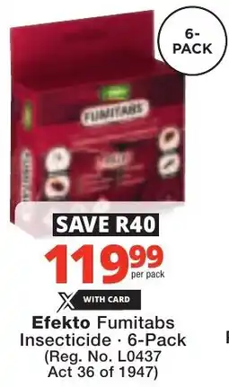 Checkers Efekto Fumitabs Insecticide offer