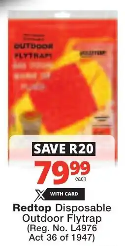 Checkers Redtop Disposable Outdoor Flytrap offer