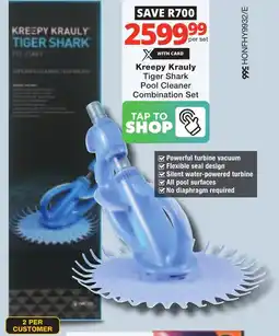 Checkers Kreepy Krauly Tiger Shark Pool Cleaner Combination Set offer