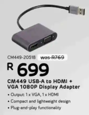 Computer Mania UGREEN CM449 USB-A to HDMI + VGA 1080P Display Adapter offer