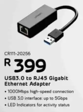 Computer Mania UGREEN USB3.0 to RJ45 Gigabit Ethernet Adapter offer