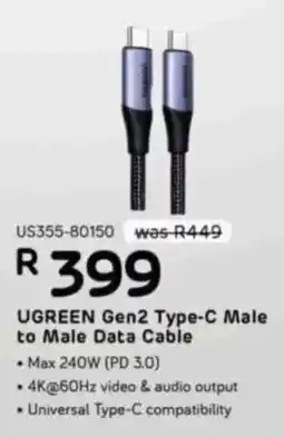 Computer Mania UGREEN Gen2 Type-C Male to Male Data Cable offer