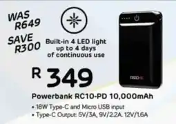 Computer Mania RED-E Powerbank RC10-PD 10,000mAh offer