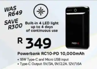 Computer Mania RED-E Powerbank RC10-PD 10,000mAh offer