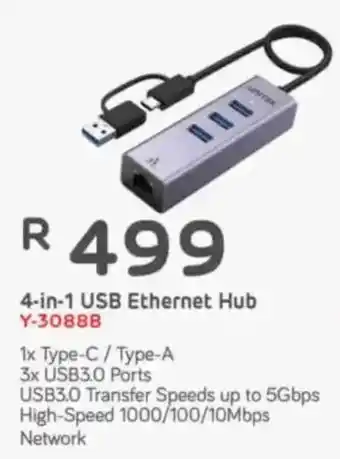 Computer Mania UNITEK 4-in-1 USB Ethernet Hub offer