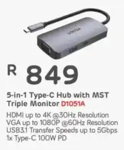 Computer Mania UNITEK 5-in-1 Type-C Hub with MST Triple Monitor offer