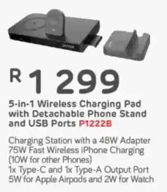 Computer Mania UNITEK 5-in-1 Wireless Charging Pad with Detachable Phone Stand and USB Ports offer