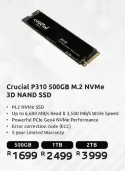 Computer Mania Crucial P310 500GB M.2 NVMe 3D NAND SSD offer