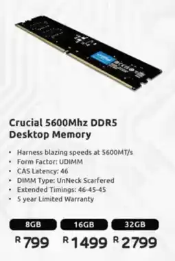 Computer Mania Crucial 5600Mhz DDR5 Desktop Memory offer