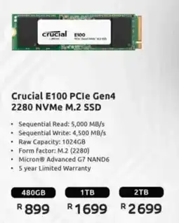 Computer Mania Crucial E100 PCIe Gen4 2280 NVMe M.2 SSD offer