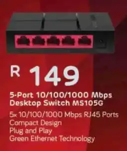 Computer Mania Mercusys 5-Port 10/100/1000 Mbps Desktop Switch MS105G offer