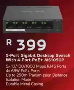 Computer Mania Mercusys 5-Port Gigabit Desktop Switch With 4-Port PoE+ MS105GP offer