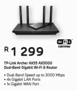 Computer Mania TP-Link Archer AX55 AX3000 Dual-Band Gigabit Wi-Fi 6 Router offer