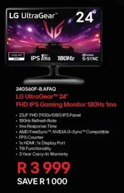 Computer Mania LG UltraGear 24" FHD IPS Gaming Monitor 180Hz 1ms offer