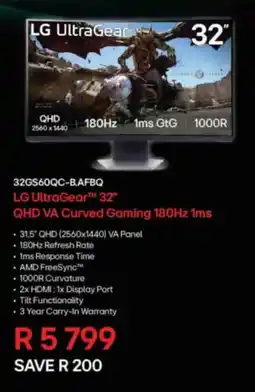 Computer Mania LG UltraGear 32" QHD VA Curved Gaming 180Hz 1ms offer