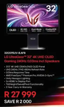 Computer Mania LG UltraGear 32" 4K UHD OLED Gaming 240Hz 0,03ms incl Speakers offer