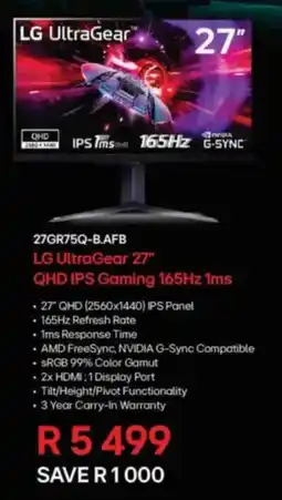 Computer Mania LG UltraGear 27" QHD IPS Gaming 165Hz 1ms offer