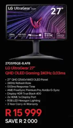 Computer Mania LG UltraGear 27" QHD OLED Gaming 240Hz 0,03ms offer