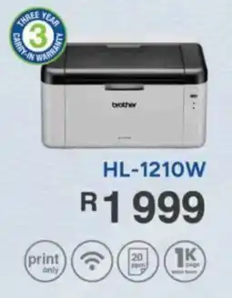 Computer Mania Brother Black and White Laser Printers HL-1210W offer
