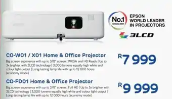 Computer Mania EPSON CO-W01/ X01 Home & Office Projector offer
