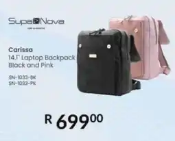 Computer Mania Supa Nova Carissa 14.1" Laptop Backpack Black and Pink offer