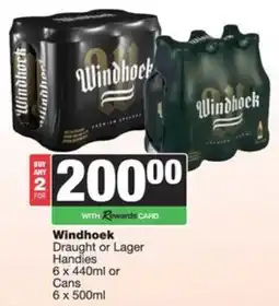 Spar Windhoek Draught or Lager Handies or Cans offer